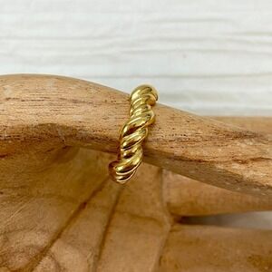 925 Sterling Silver 18K Gold Plated Twist Adjustable‎ Ring